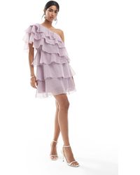 Vero Moda - Layered Ruffle Chiffon One Shoulder Mini Dress - Lyst