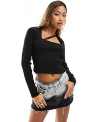 ASOS - Top en maille avec encolure dégagée à lanière - Lyst