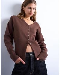 TOPSHOP - – taillierte longline-strickjacke aus kompaktstrick - Lyst