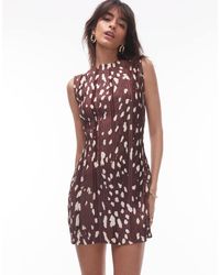 TOPSHOP - Abstract Animal Print Plisse Mini Dress - Lyst