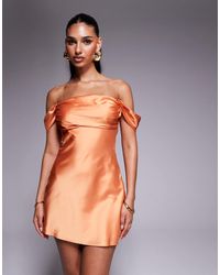 Princess Polly - Zabbarra Satin Off The Shoulder Drape Detail Mini Dress - Lyst