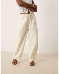 ASOS - Gestreepte Broek Met Wijde Ronde Pijpen En Linnenlook - Lyst