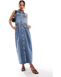 New Look - – midi-jeanskleid mit neckholder-träger - Lyst