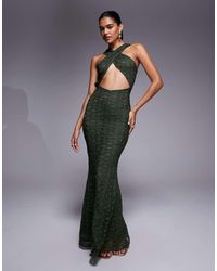 ASOS - Lace Cross Front Halter Maxi Dress With Central Cut Out - Lyst