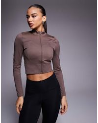 adidas Originals - Adidas Training Knit Zip Cropped Jacket - Lyst