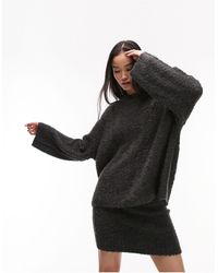 TOPSHOP - Knitted Co Ord Textured Boucle Slouchy Crew Neck Jumper - Lyst