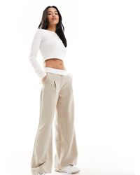 Miss Selfridge - Pantalones Con Cinturilla Plegada De -Beis Neutro - Lyst