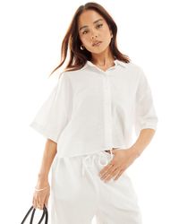 Vero Moda - – kurzärmlige, kastige hemdbluse aus leinen - Lyst