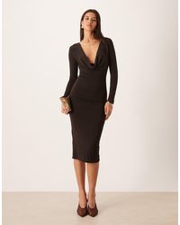NARRATED - Plunge Neck Midi Dress - Lyst