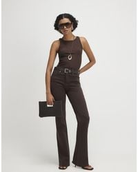 River Island - Belted Stretch Straight Leg Jeans - Lyst