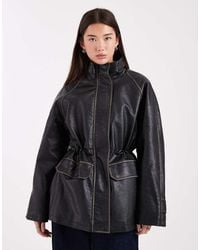 ASOS - Jack Met Opstaande Boord En Leerlook Met Wassing - Lyst