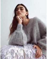 ARRANGE - Premium Oversized Mohair Rich V-neck Sweater - Lyst