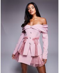 ASOS - – schulterfreier, eleganter blazer aus organza - Lyst