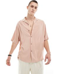 ASOS - Camisa rosa polvoriento extragrande estilo años 90 con cuello - Lyst