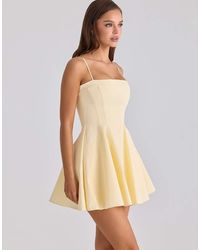 House Of Cb - Dolly Lemon Cotton Flared Mini Sundress - Lyst
