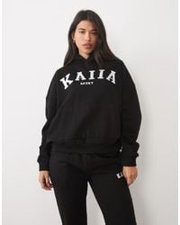 Kaiia - Cotton Blend Sport Embroidered Logo Oversized Hoodie Co-ord - Lyst
