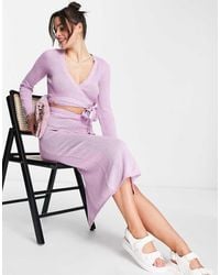 ASOS - Co-ord Knitted Midi Skirt With Tie Waist Detail - Lyst