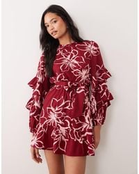 Wednesday's Girl - Tie Waist Long Sleeve Mini Dress - Lyst