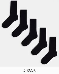 Weekday - Pack De 5 Pares De Calcetines Negros De Canalé De - Lyst