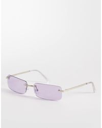 ASOS - Rectangle Rimless Sunglasses - Lyst