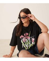 ASOS - Camiseta Negra Extragrande Con Estampado Gráfico "Copenhagen" De Asos Design Curve - Lyst