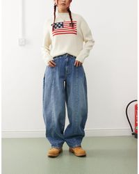 Reclaimed (vintage) - Jean coupe ballon à taille mi-haute - clair délavé - Lyst