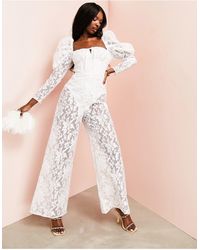 ASOS Tall Cape Sleeve Wedding Jumpsuit in White | Lyst Canada