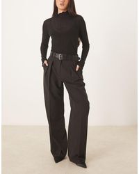 ASOS - Elegante Pantalon Met Wijde Pijpen, Plooien En Riem - Lyst