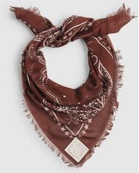 River Island - Burgundy Bandana Print Fringe Scarf - Lyst