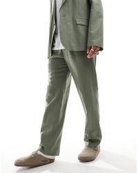 ASOS - Linen Blend Pull On Straight Leg Suit Trousers - Lyst