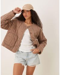 ASOS - Crop Collarless Quilted Jacket - Lyst