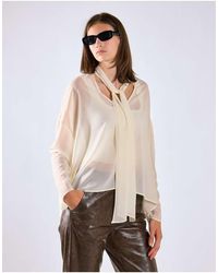 Glamorous - Tie Neck Sheer Blouse - Lyst