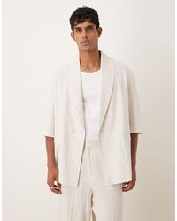 ASOS - Ruimvallend Oversized Colbert Van Linnenmix Met Stone Krijtstreep - Lyst
