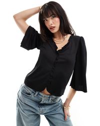 Vila - Ribbed T-shirt With Bell Sleeve - Lyst