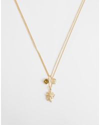 ASOS - Green Stone And Shell Pendant Necklace - Lyst