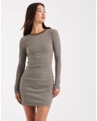 Brave Soul - Gestreepte Mini-Jurk Van Jersey Met Lange Mouwen - Lyst