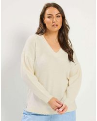 Yours Clothing - V-Neck Soft Touch Jumper - Lyst
