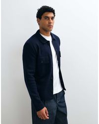 SELECTED - Shacket Van 100% Wol Met Structuur - Lyst