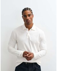 ASOS - Polo Color Crema Básico De Manga Larga Y Corte Estándar De Piqué Essentials De -Blanco - Lyst