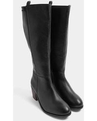 Yours Clothing - Wide Fit Leather Buckle Knee High Boots - Lyst