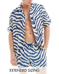 ASOS - – lässig geschnittenes, kastiges hemd mit zebramuster und reverskragen, kombiteil - Lyst