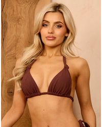 Wolf & Whistle - X Isabella Whittingham Textured Knot Trim Triangle Bikini Top - Lyst