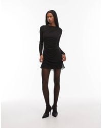 & Other Stories - Long Sleeve Mini Mesh Dress With Drape Detail - Lyst