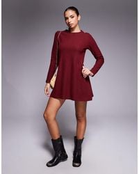 ASOS - Supersoft Long Sleeve Fit And Flare Mini Dress - Lyst