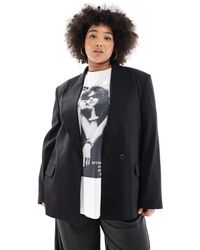 ASOS - Curve Strong Shoulder Double Breasted Blazer - Lyst
