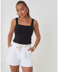 Threadbare - Tailored Shorts With Polka Dot Satin Scarf Belt - Lyst
