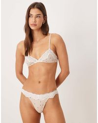 ASOS - Honey Slinky Polka Dot Thong With Lace Trim - Lyst