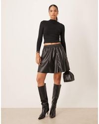 Vila - Faux Leather Flippy Mini Skirt - Lyst