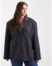 ASOS - Asos design curve - blazer oversize élégant à épaulettes en laine mélangée - anthracite - Lyst