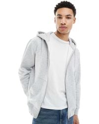 Weekday - Felpa Classica Con Cappuccio E Zip Grigia - Lyst
